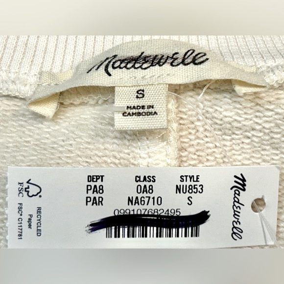 NWT Madewell Darted Button Front Cardigan Sweatshirt in Parchment, Size Small - Picture 10 of 14